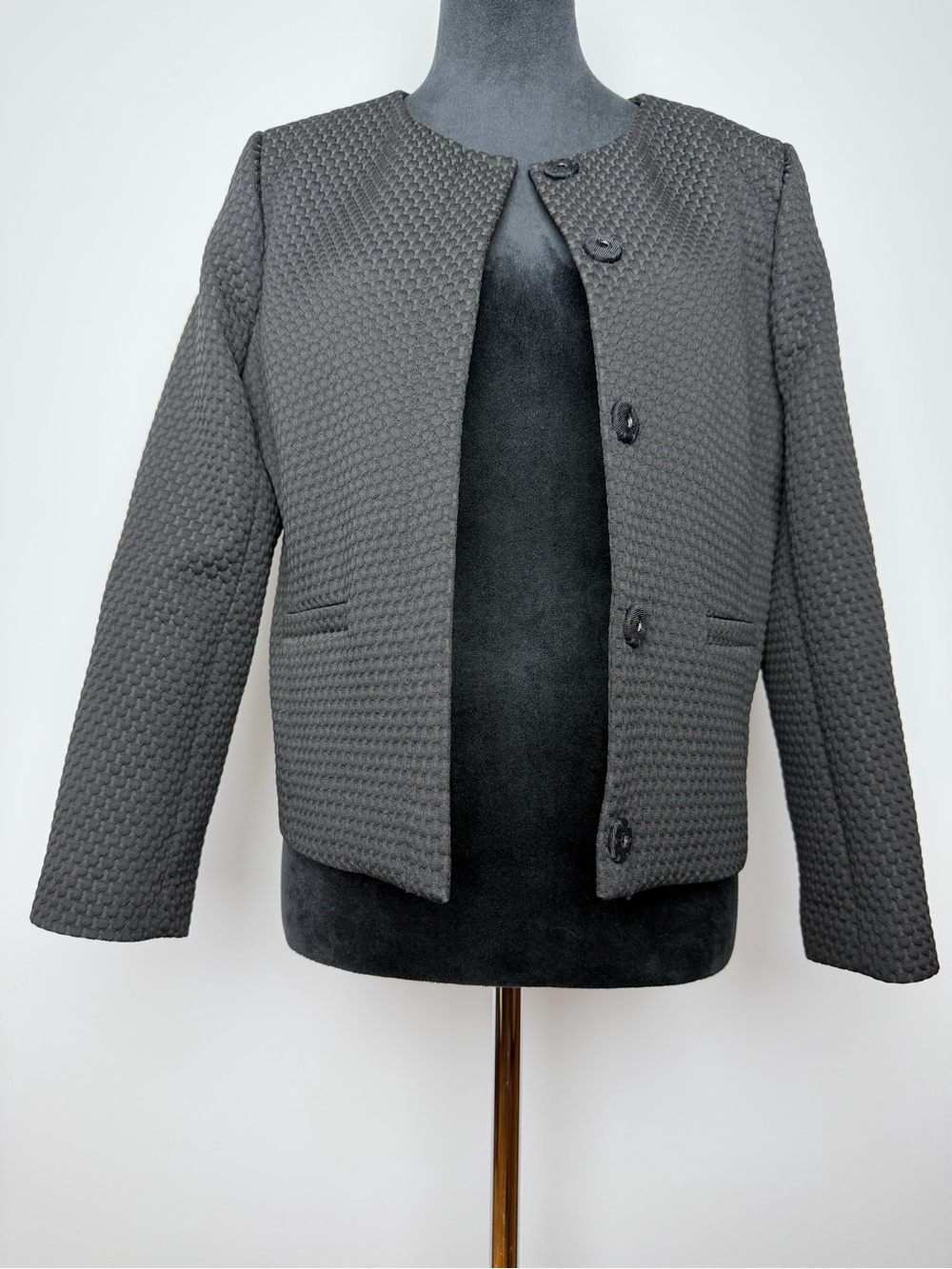 J. Crew Black Portfolio Textured Collarless Blazer Size 6